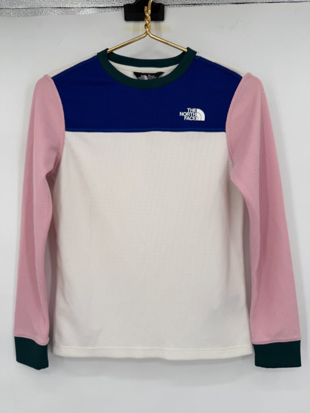 The North Face Girls L 12 Colorblock Waffle Knit Thermal Long Sleeve Top